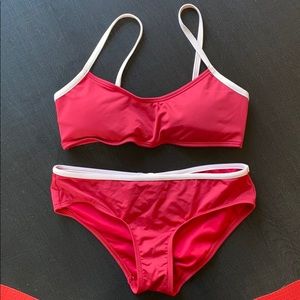 Kate Spade Swim soft red bikini with pink bows, M